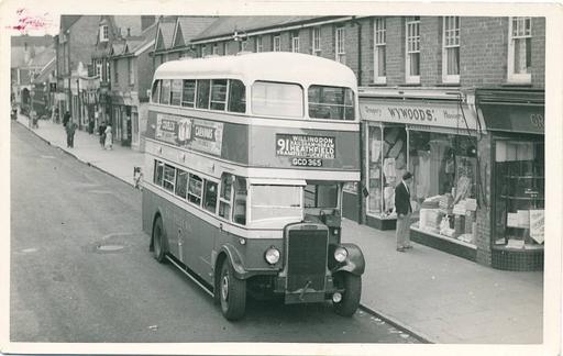 A photograph of Bus in Heathfield High Street, Heathfield, East Sussex circa 1955